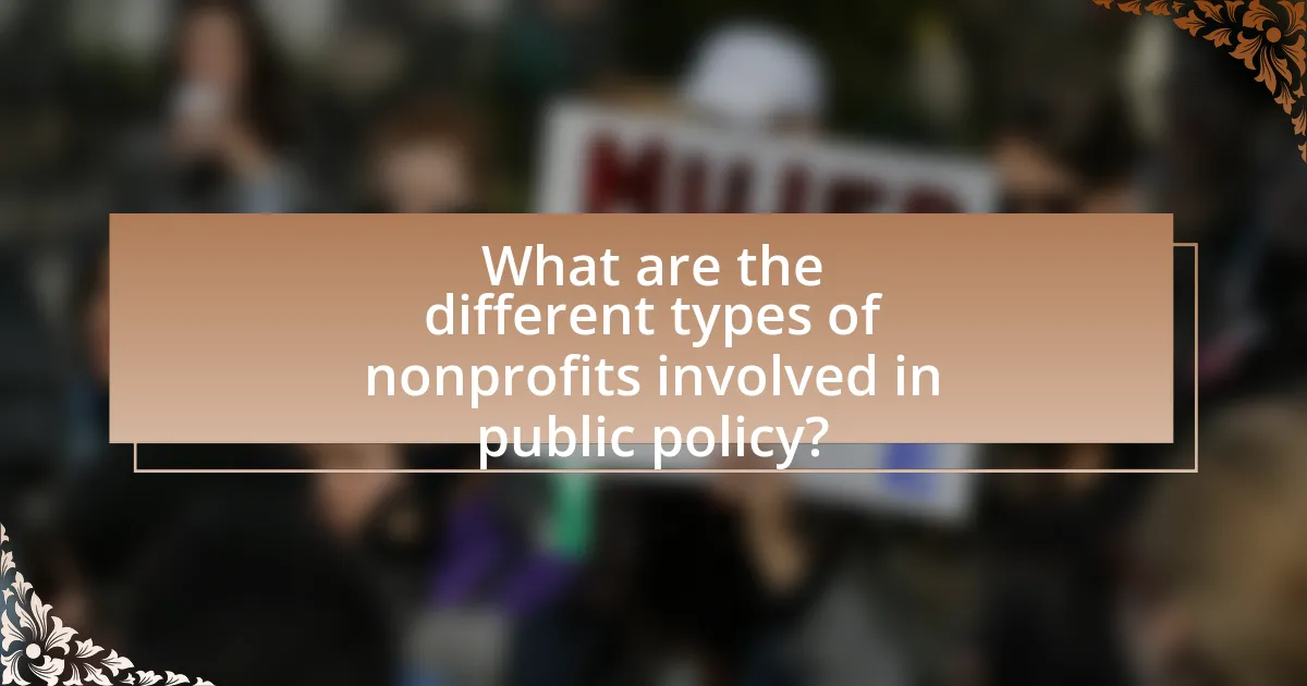What are the different types of nonprofits involved in public policy?