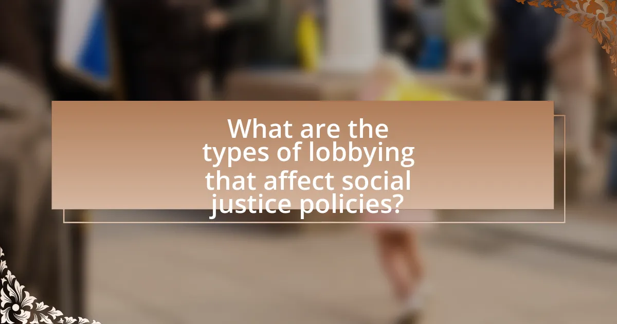 What are the types of lobbying that affect social justice policies?
