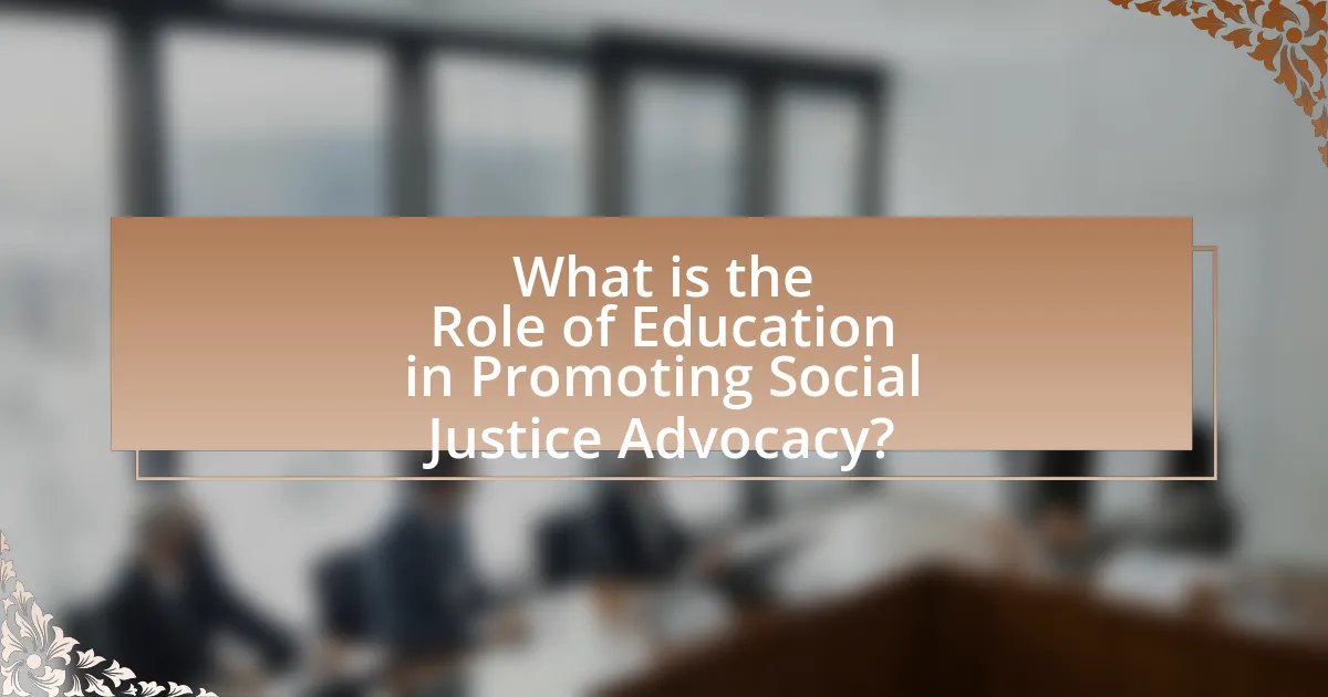 What is the Role of Education in Promoting Social Justice Advocacy?